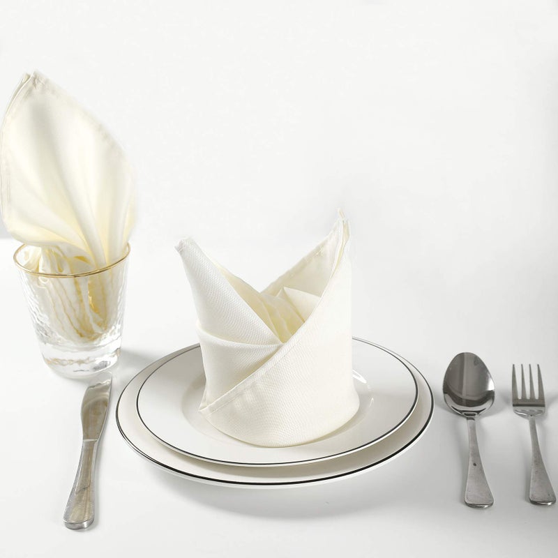 Cupuamon Cloth Napkins 20x20 inch Washable Polyester Dinner Napkins Soft Table Napkins for Wedding Party Dining Banquet(Ivory,50PCS) - Image 5